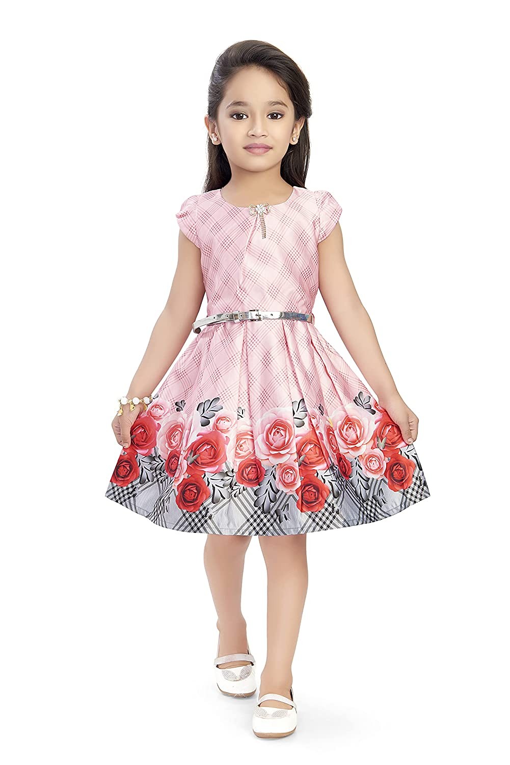 Doodle Girl's Dresses, Frock for Girls, Round Neck Satin Dress, Girls Wear