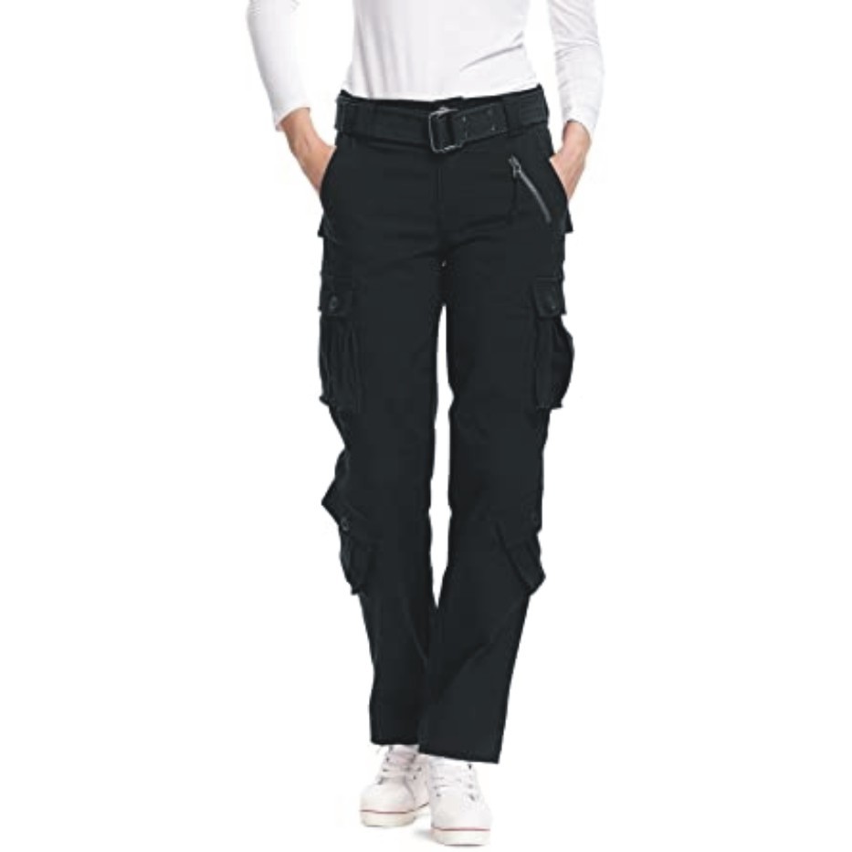 Mesinsefra Women's Cotton Casual Cargo Pants Military Army Tactical Combat Work Trousers with 8 Pockets