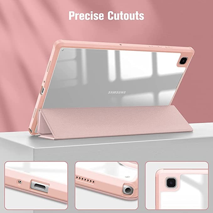 SwooK Hybrid Slim Case for Samsung Galaxy Tab A7 10.4 2020 Model (SM-T500/T505/T507), Shockproof Cover with Clear Transparent Back Shell, Auto Wake/Sleep (A7 10.4 Inch, Rose Gold)