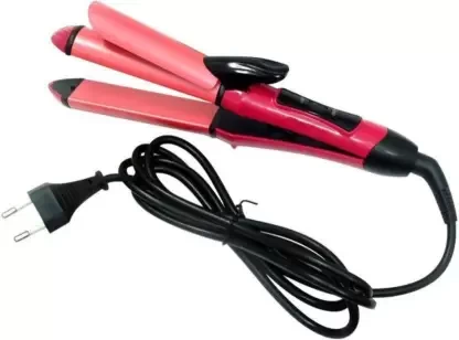 fivme 2 In 1 mini Hair Curler & Hair Straightener With Temperature Control M-2009 Hair Curler  (Pink)