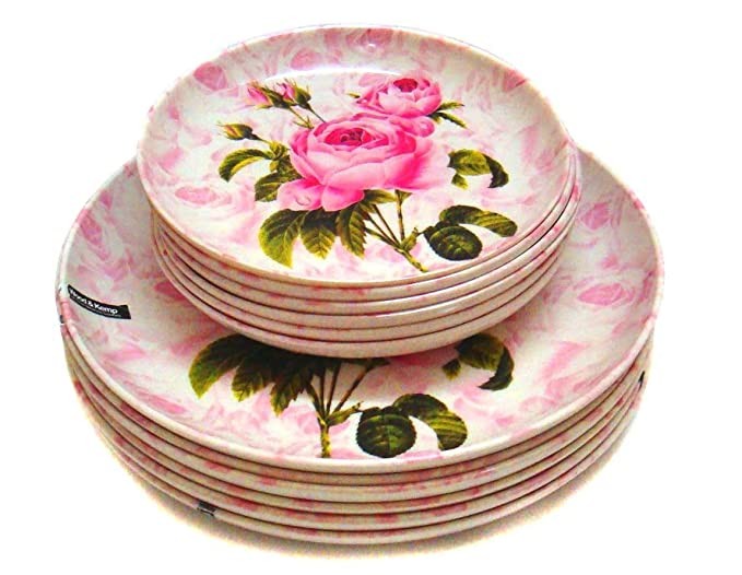 Goods&Fleet Melamine 6 Full Plate 12 Inch & 6 Half Plate 8 Inch (Microwave Safe, pack Of 12) 406 Dinner Plate  (Pack of: 12)