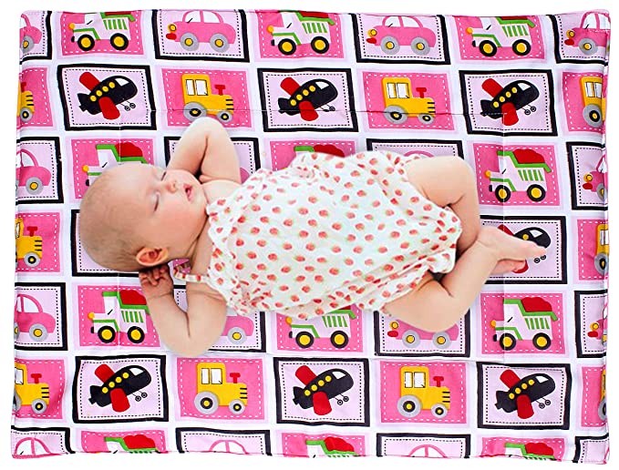 MOM CARE Baby Cotton Nappy Changing mat/Urine Sheet with Waterproof for Babies (Pink mat 0-6 Months) Pack of 2