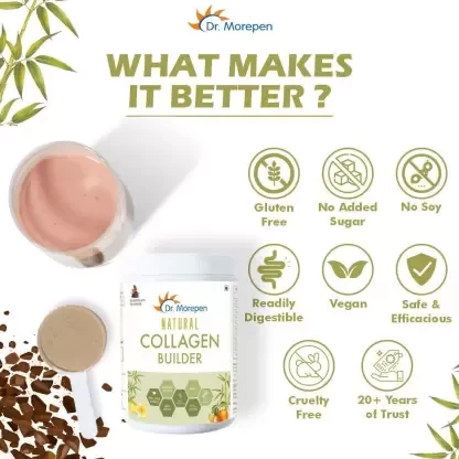 Dr. Morepen Natural Collagen Builder | Plant Based Collagen Powder | Chocolate Flavour - 250g  (250 g)