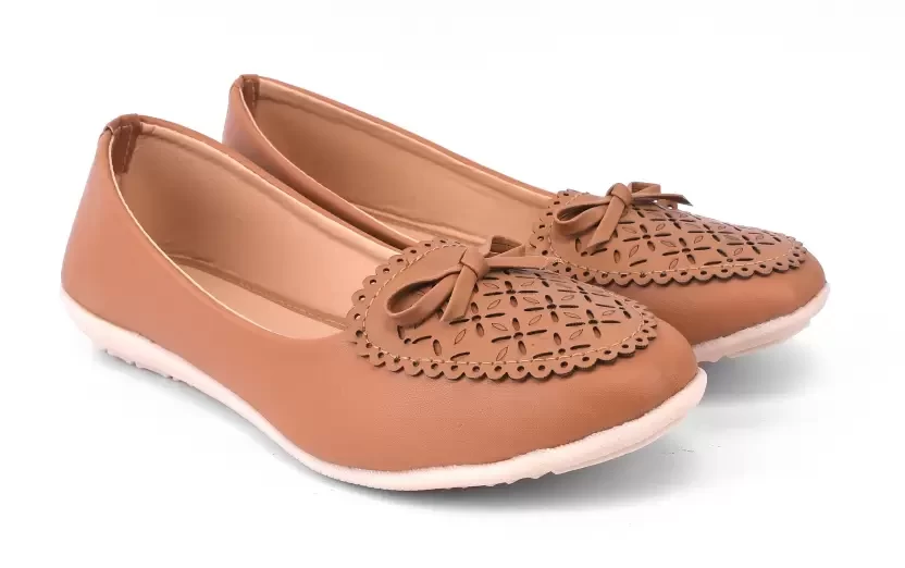 Bow & Braids Bellies For Women  (Tan)