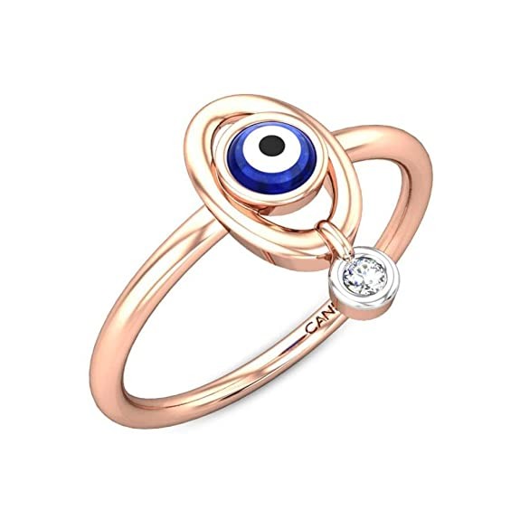 Kalyan Jewellers Evil Eye BIS hallmarked 14K/18K Gold and Certified Diamond Ring For Women