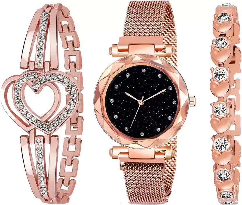 Magnet Strap Girls Women All Diamond Magnetic Chain Analog Watch - For Girls