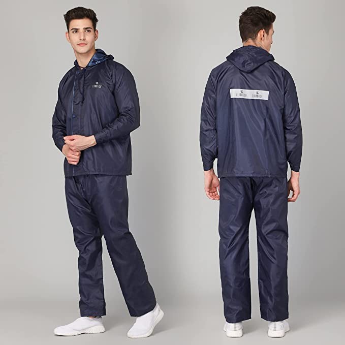 The Clownfish Rain Coat for Men Waterproof for Bike Reversible Double Layer with Hood Raincoat for Men. Set of Top and Bottom Packed in a Storage Bag.