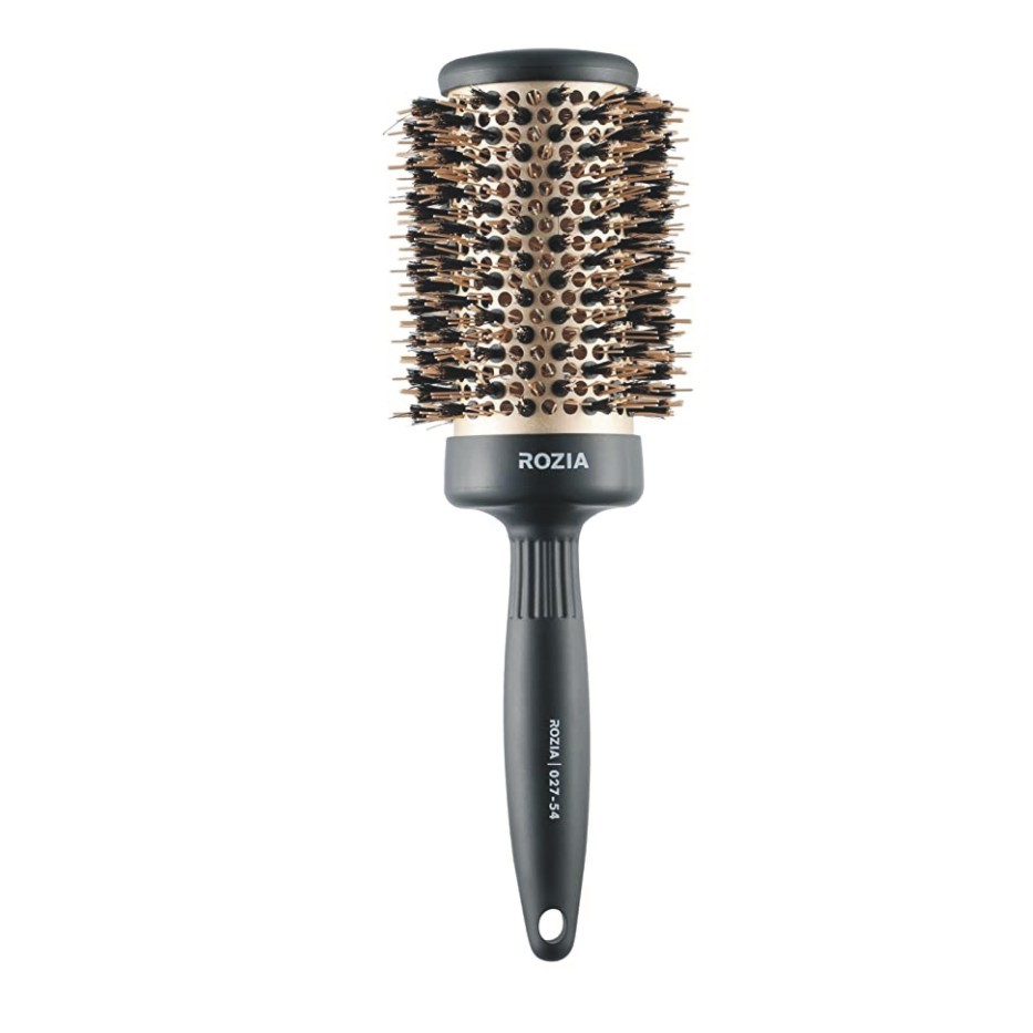 Rozia Pro Boar Bristles Round Hair Brush, Thermal Ceramic & Ionic Tech, Roller Hair brush for Blow Drying, Curling, Straightening, Add Volume & Shine (54 mm)