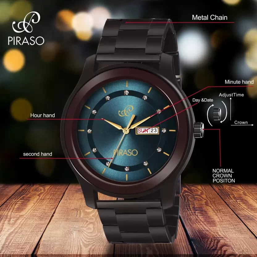 D&D C22 BLUE NEW LATEST STUNNING BLUE DIAL WITH BROWN CHAIN DAY AND DATE DISPLAY WATCH FOR BOYS Analog Watch - For Boys