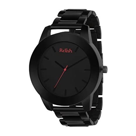Relish Men's Black Stainless Steel Case Chain Analog Display Quartz Watch | RE-BB1084