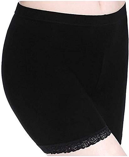 GLAMORAS Women's Girl's  4 Way Stretch Cotton Short Length Lace Cycling Shorts/Yoga Shorts/Under Skirt Shorts/Safety Shorts,Free Size