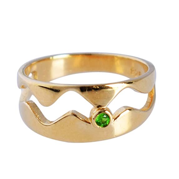 Ravishing Impressions 925 Sterling Silver Gold Plated Round Gemstone Promise Ring Jewelry For Women and Girls