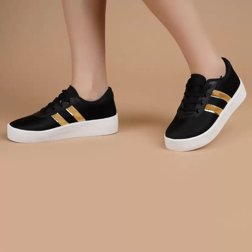 1044 Latest Collection Stylish Casual Loafer Sneakers Shoes For Women Sneakers For Women  (Black)