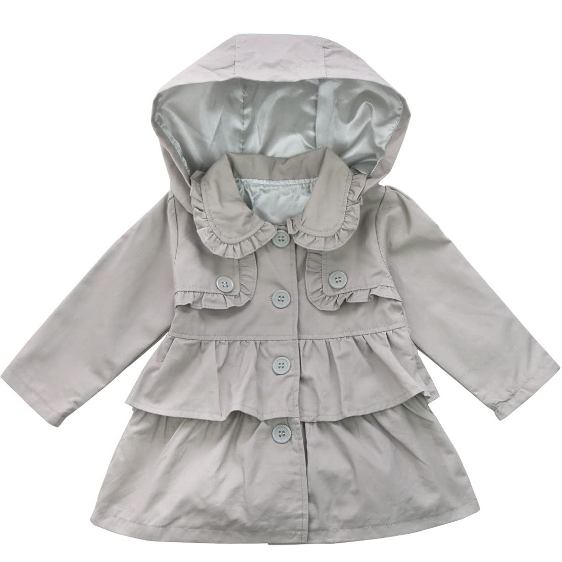 TiaoBug Baby Girls Kids Outfits Trench Wind Dust Coat Hoodie Dress Windbreaker Button Down Jacket Casual Sweater Outerwear