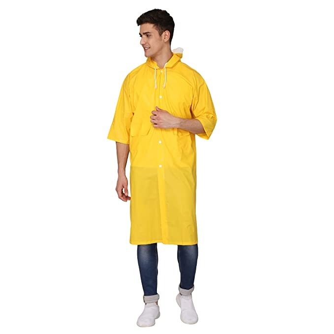 The Clownfish Raincoat for Men and Women Waterproof PVC Material Longcoat with Adjustable Hood Agro Pro Series (Yellow, Free Size)