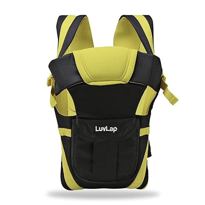 LuvLap Elegant Baby Carrier with 4 carry positions, for 4 to 24 months baby, Max weight Up to 15 Kgs (Black & Green)