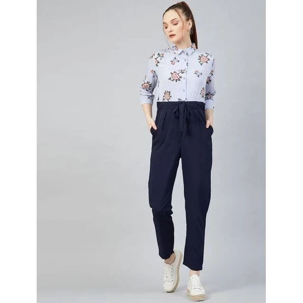 RARE Women Casual Blue Colour blocked Basic Jumpsuit (L) At Ny