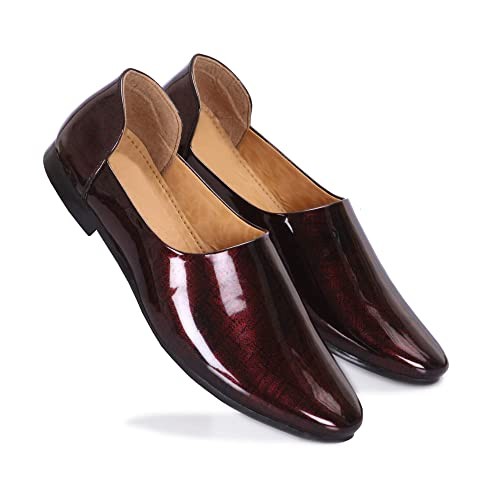 SKOFFER Men's Loafer, Casual Shoes, Shoes for Man Slip on Patent Synthetic Leather Formal New in Fashion Jutti