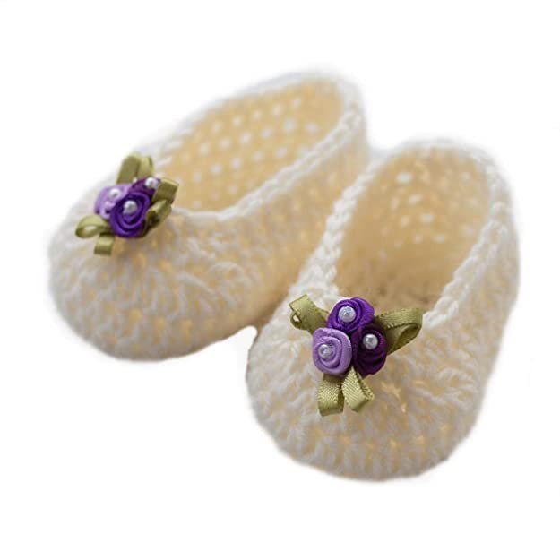 LOVE CROCHET ART unisex-child Cream Booties - 0-6 Months