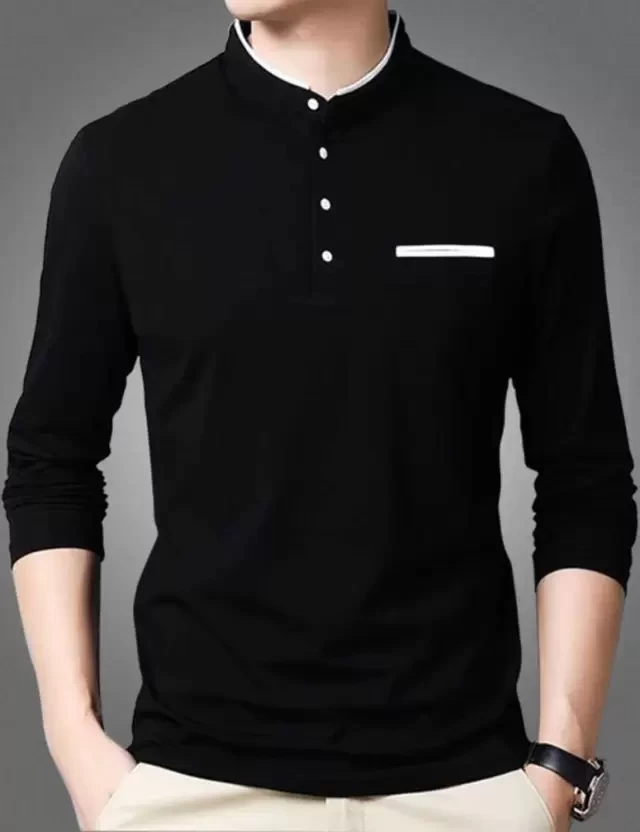 Solid Men Round Neck White, Black T-Shirt