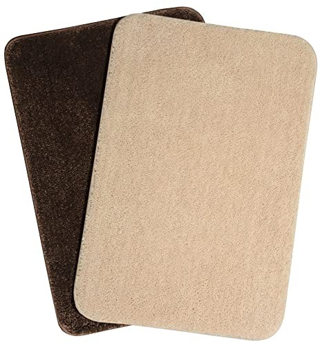 Saral Home Microfiber Anti-Skid Bath Mat Pack of 2 (Beige & Brown, 40X60 cm)