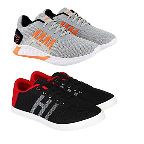 BRUTON No. 007 Men's Sports, Walking, Gym, Training, Running Shoes (Set of 2 Pair)