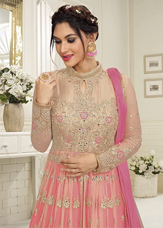 Panash Trends Women's Embroidery Anarkali Salwar Suit Semi Stitched