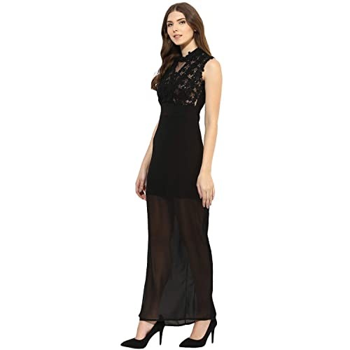 KLEIO Lace Panel Evening Maxi Dress For Women/Girl