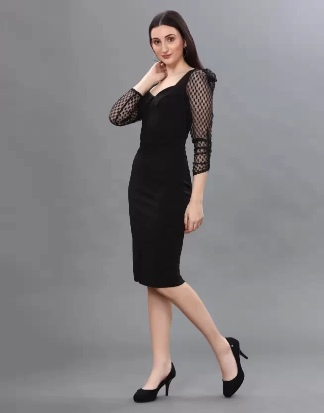 Women Sheath Black Dress