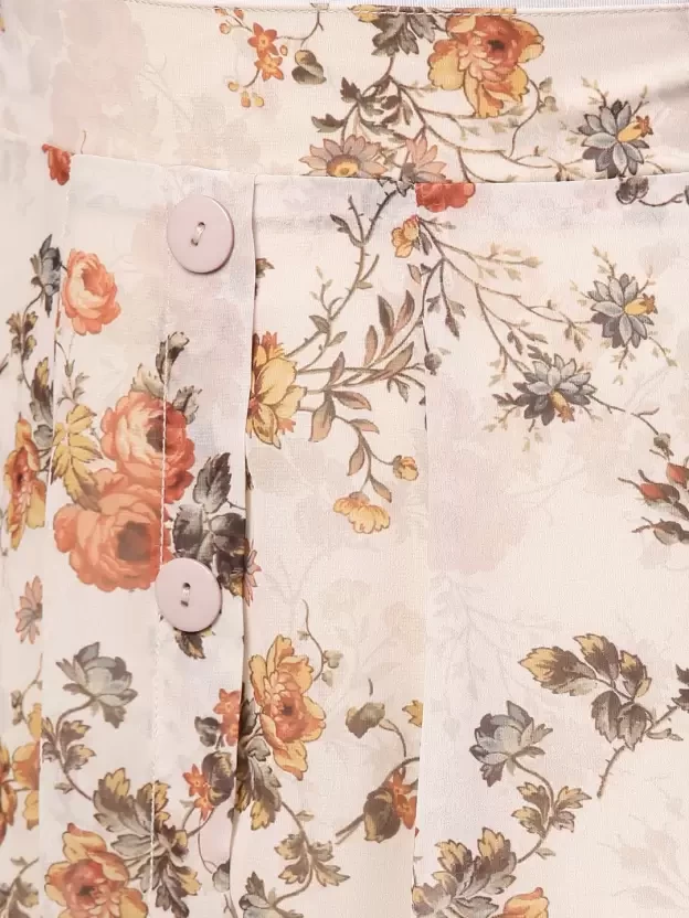 Women Floral Print A-line Brown, Orange Skirt