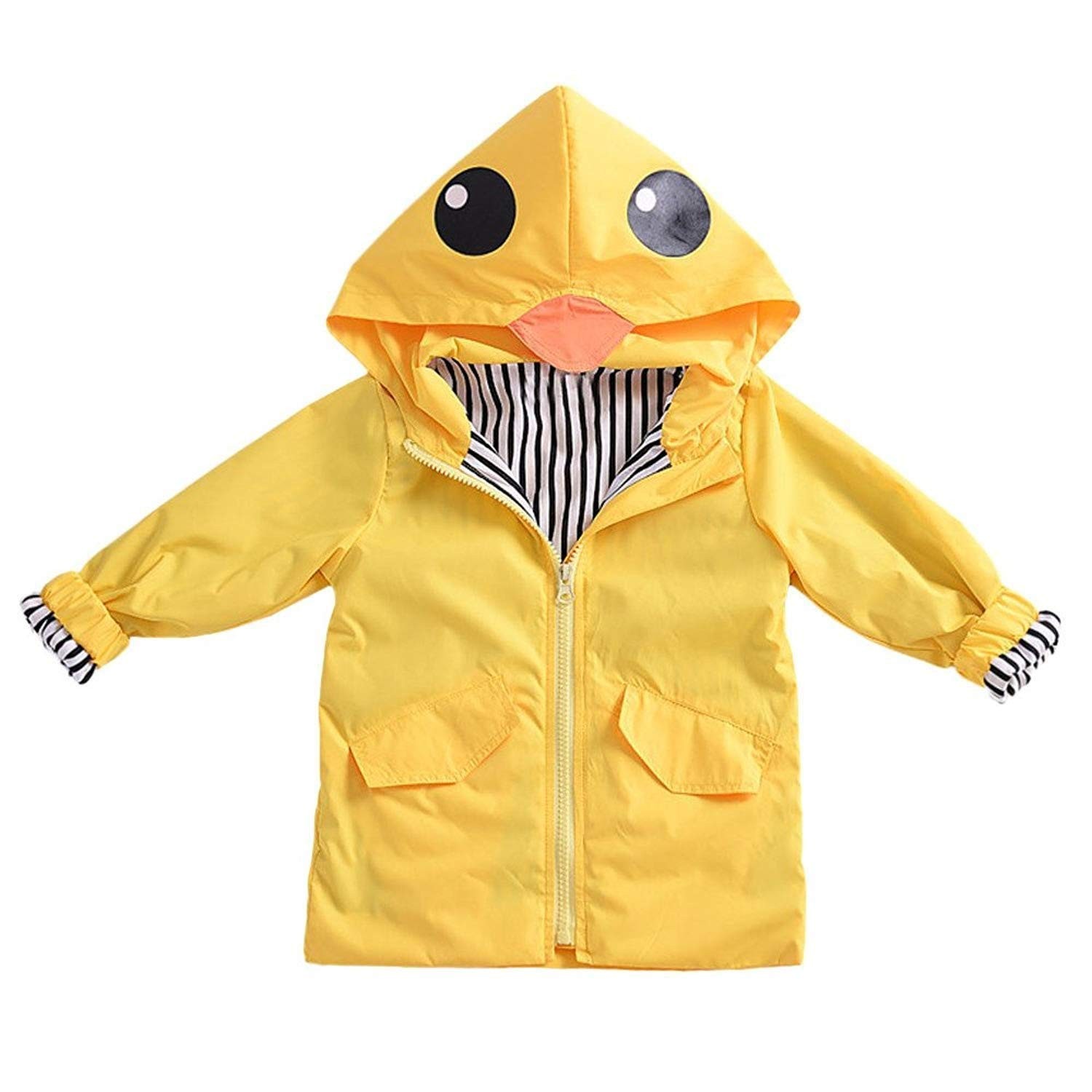C&M Wodro Kids Boy Girl Animal Raincoat Cute Jacket Hooded Outwear Baby Fall Winter School Oufits (Yellow, 100 (3T))
