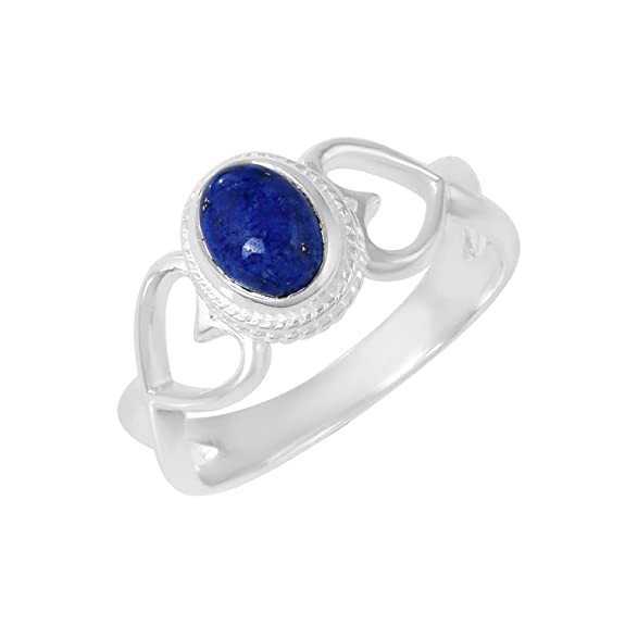 Ravishing Impressions 925 Sterling Silver Oval Blue Lapis Lazuli Cocktail Ring Engagement Wedding Anniversary Bridal Jewelry Gifts for Women