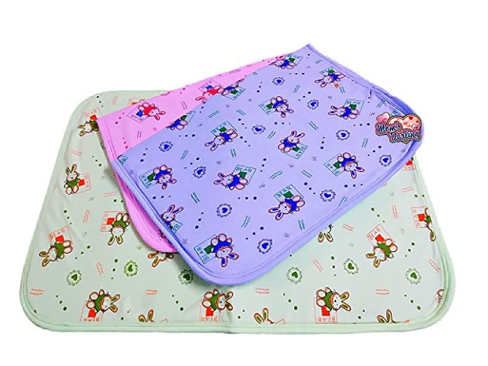 Mom's Darling Baby Bed Protector Waterproof Plastic Sheets | Urine Matress Protector Sheets | Baby Diaper Changing Sheets | Soft Foam Cushioned Sheets | 0-12 Months.