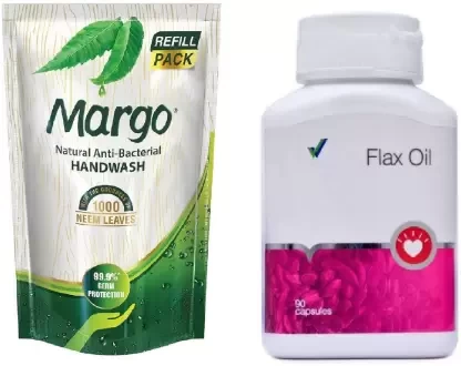 Margo Vestige Flax Oil Capsule 90 + Neem Hand Wash  (2 Items in the set)
