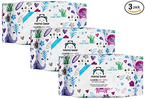 Amazon Brand - Mama Bear Wet Wipes (Pack of 3, 72 Sheets per Pack)