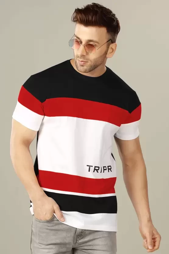 Color Block Men Round Neck Multicolor T-Shirt