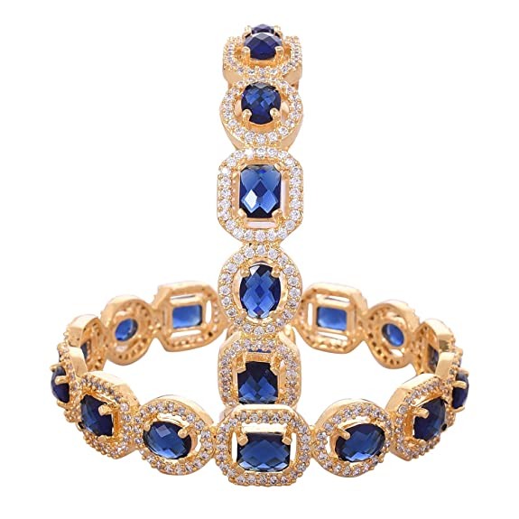 Ratnavali Jewels Brass Gold Plated and American Diamond Bangles for Women & Girls