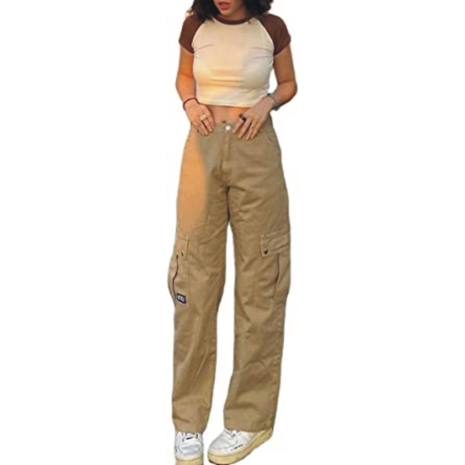 Juakoso Y2K Women Low Rise Straight Wide Leg Pants Retro Pockets Trousers Harajuku Street Wear for 90s Girls Sweatpants