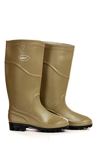 DARIT Gumboots Dual Density High Ankle With Exceptional Grip on the Smooth Surface -Ultra Slip-Resistant Injection Molded Gum Boot(beige)