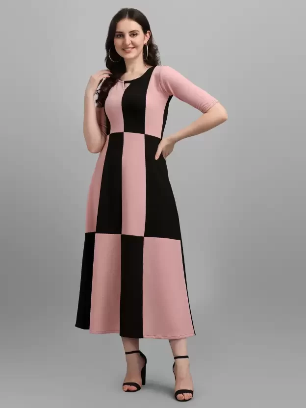 Women Empire Waist Multicolor Dress
