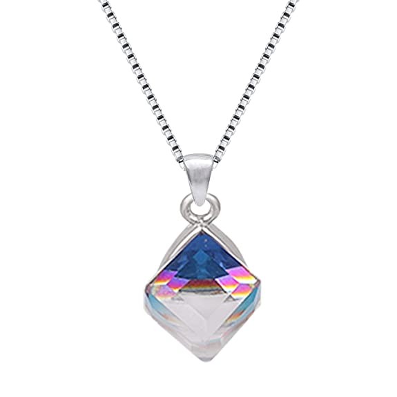 GIVA 925 Sterling Silver Mystic Prism Pendant With Chain | Necklace to Gift Women & Girls | With Certificate of Authenticity and 925 Stamp