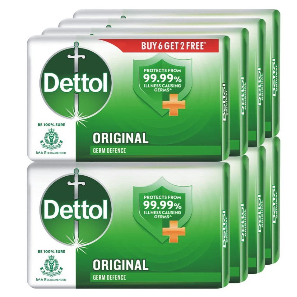 Dettol Original Soap (Buy 6 Get 2 Free)  (8 x 125 g)