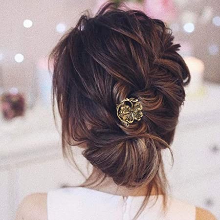 Young & Forever Antique Gold Flower Hair Pins Women's
