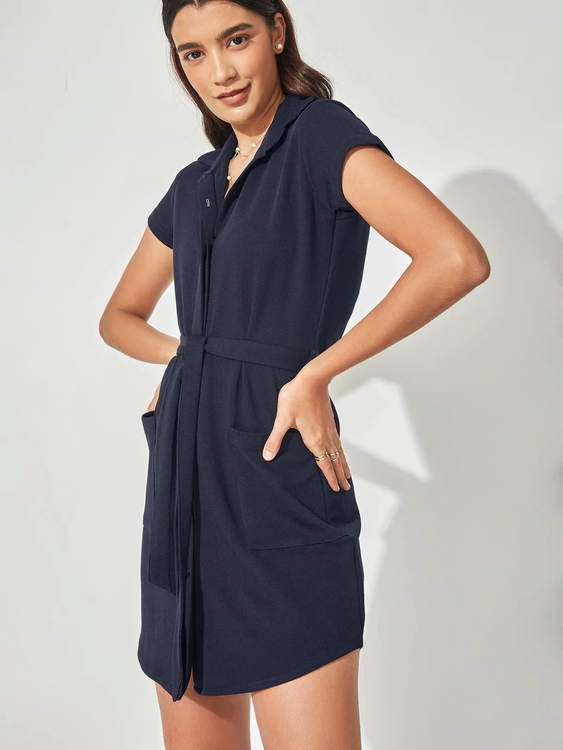 Daily Ritual Women's Jersey Short-Sleeve Boxy Pocket T-Shirt Dress