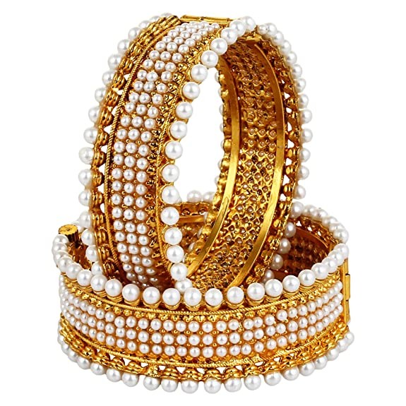 YouBella Jewellery Gold Plated Pearl Bracelets Bangles for Women and Girls