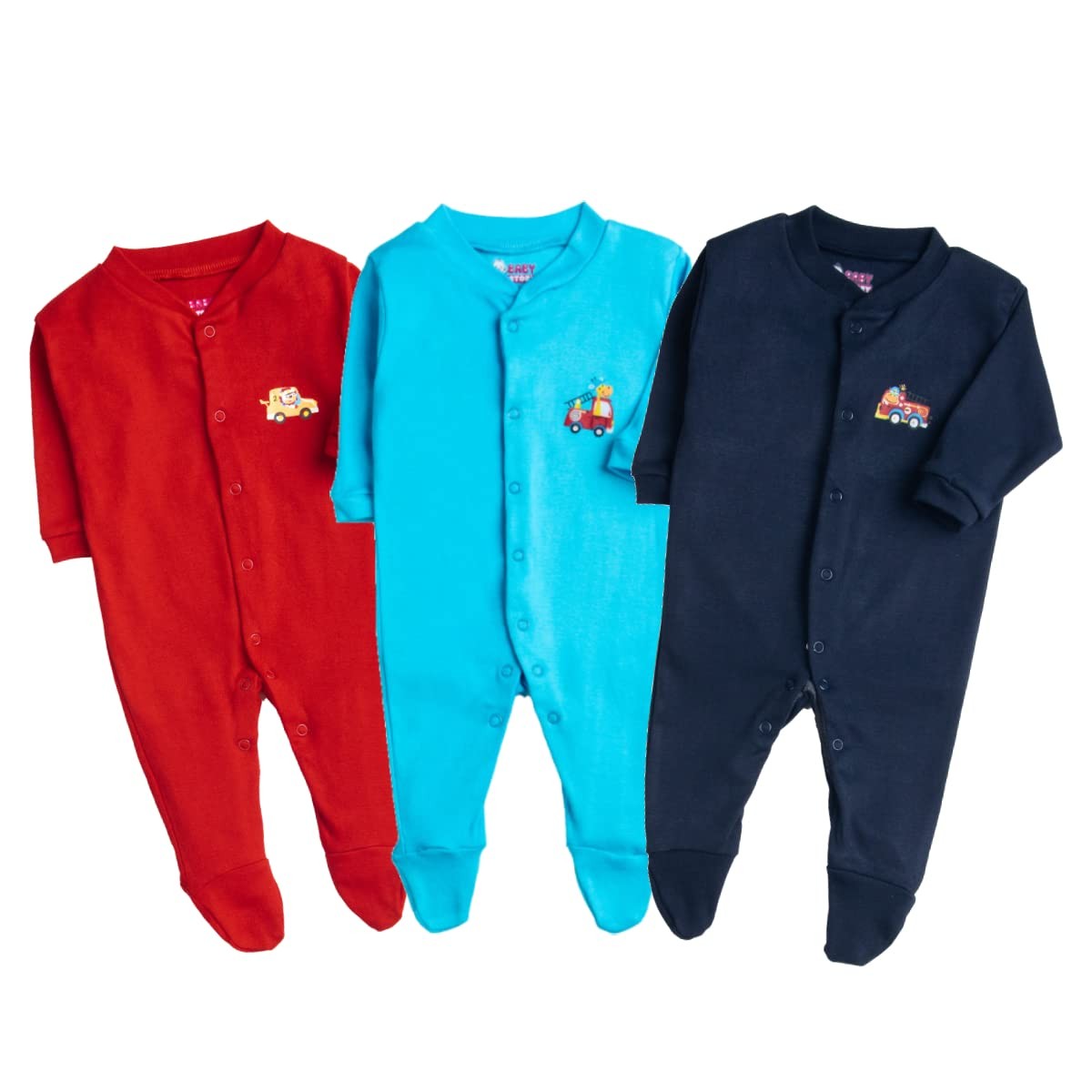 Baby Story 100% Cotton Rompers/Sleepsuits/Jumpsuit/Night Suits for Baby Boys & Girls, Infants, New Born (Pack of 3)