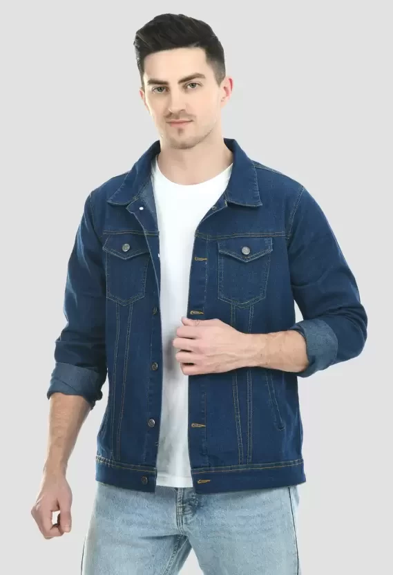 Full Sleeve Solid Men Denim Jacket